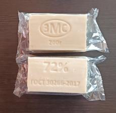Мыло хозяйственное твердое 72% ГОСТ 30266-2017 кусок 200г, флоу-пак